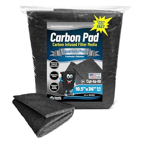 Aquarium Carbon Pad - Cut to Fit Carbon Infused Filter Pad Media for Crystal Clear Fish Tank and Ponds (10.5 Inch Width, 36 Inch Long) Cover