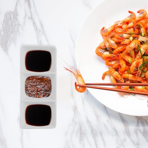 Plats à sauce 3 compartiments pour éviter les mélanges lot de 5 céramique - 6