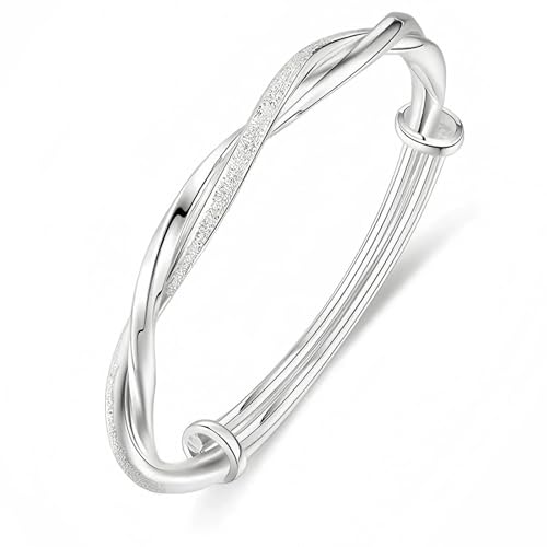 Kim Carrey S925 Silver Bangle Bracelet for Women, Elegant Women‘s