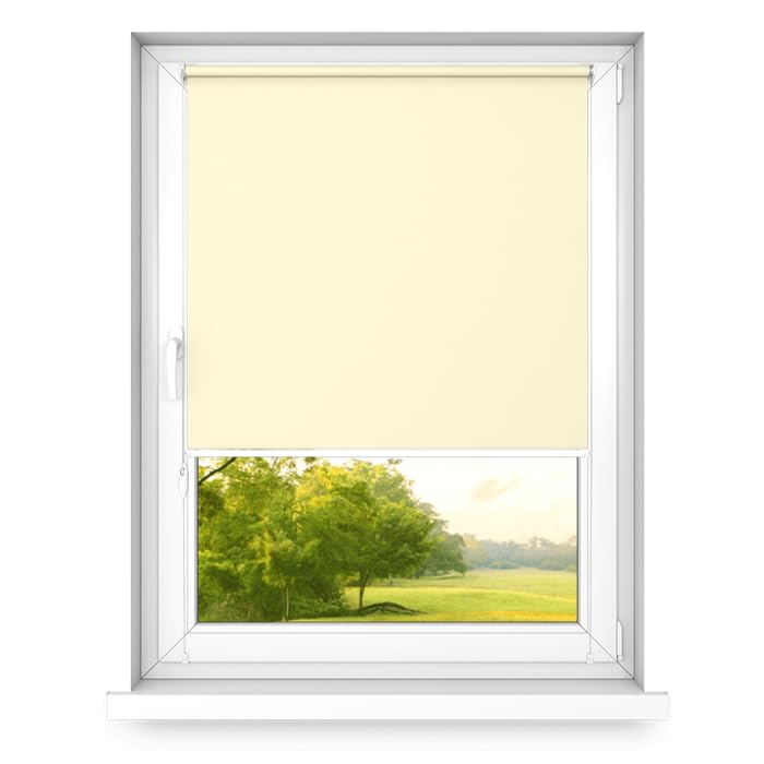 time4blinds – Blackout Blind Without Drilling – No Drill Blinds for Windows, Blinds Window – 3 Mounting Methods, Silver Thermal Coating – Vanilla, 900x2500mm, Right Pull — image 1
