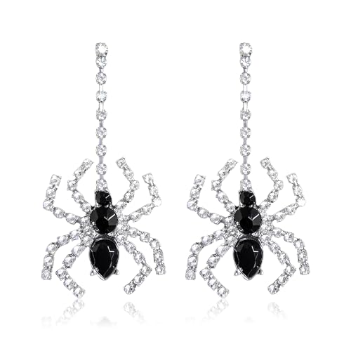 Spider Earrings for Women Gothic Rhinestone Spider Drop Dangle Halloween Earrings for Party Costume Jewelry