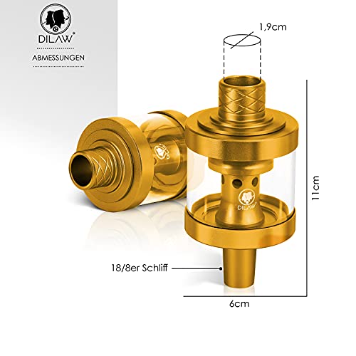 DILAW® Shisha SKITTO Glas Molassefänger Aluminium Wasserpfeife, Vorkühler-Aufsatz für(Schliff 18/8) Zubehör (Gold) – Bild 7