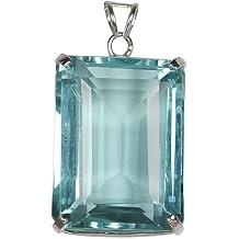 GEMHUB Emerald Cut 925 Silver Hydrothermal Aquamarine 99 Carat Fine Pendant for Wedding