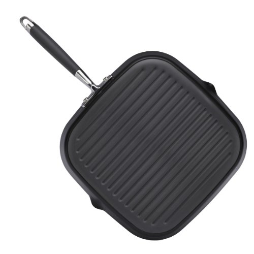 Anolon Advanced Hard-Anodized Nonstick 11-Inch Deep Square Grill Pan with Pour Spouts, Gray 3 Gallery Image