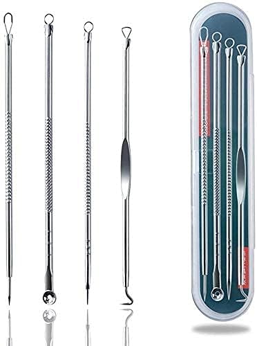 Image of 4Pcs Blackhead Pimple Remover Tools for Professional Tweezers Kit for Remove Acne Comedone Extractor, Black Heads Removing on Face Removal