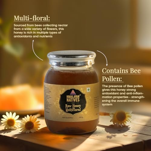 Image of Himalayan Natives Multifloral raw honey | 100% Natural Honey | 100% Pure And Natural Raw Honey, 350 g
