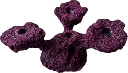 Ocean Aquaria 4 Hole Tripod Frag Rack/Rock for Coral Plug Ons and Reef Tank Aquariums (Coralline Purple)