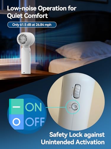 SnapGear Hush2 Handheld Fan 1-100 Stepless Speed Control, 14000 RPM Turbo Motor, 19H Runtime, 3000mAh USB-C, LED Display, 61.5dB Ultra-Quiet, 6.56oz Lightweight Portable Fan with Lanyard & Safety Lock — view 6