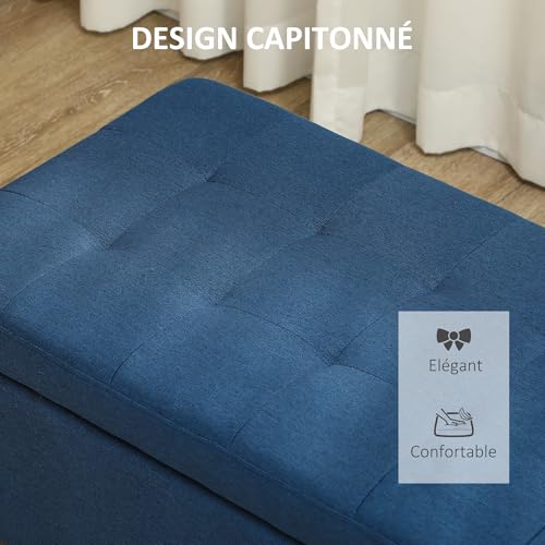 Banc coffre rangement 94,5L bleu, assise confort HOMCOM