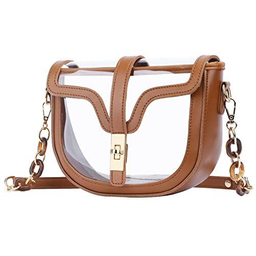 KKXIU Clear Crossbody Bag for Women Stadium Approved Vegan Leather Concert Shoulder Sports See-Through Purse4