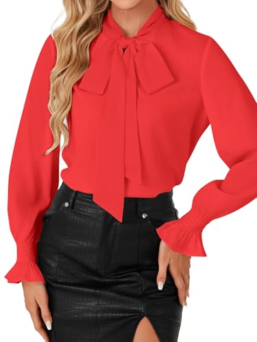 Image of LYANER Women's Bow Tie Neck Business Work Blouse