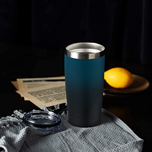 Tdyddyu 12 Pack 20 Oz Double Wall Stainless Steel Vacuum Insulated Tumbler Coffee Travel Mug With Lid, Durable Powder Coated Insulated Coffee Cup For Cold & Hot Drinks (Ombreindigo, 12Pack) #TOP5