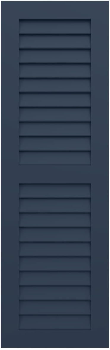 12"W x 67"H EnduraCore Composite Two Equal Louver Shutters, Starless Night Blue (Per Pair - Hardware Not Included)