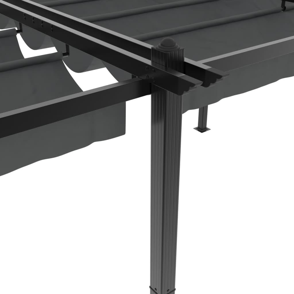 Pergola en aluminium - 3 x 6 m - Avec toit rétractable - Anthracite - Structure stable pour auvent de terrasse - Toit solaire en polyester imperméable avec revêtement PA - Idéal pour le jardin