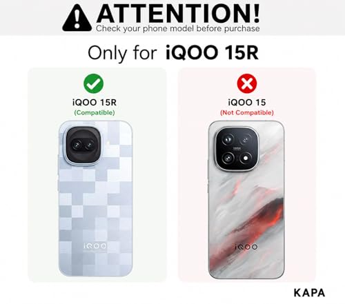 Image of Kapa Hawkeye Clear Slim Tough Back Cover for iQOO 15R 5G | Camera Lens Protector Anti Yellow Shockproof Clear Hybrid Case Cover (Grey Sides)