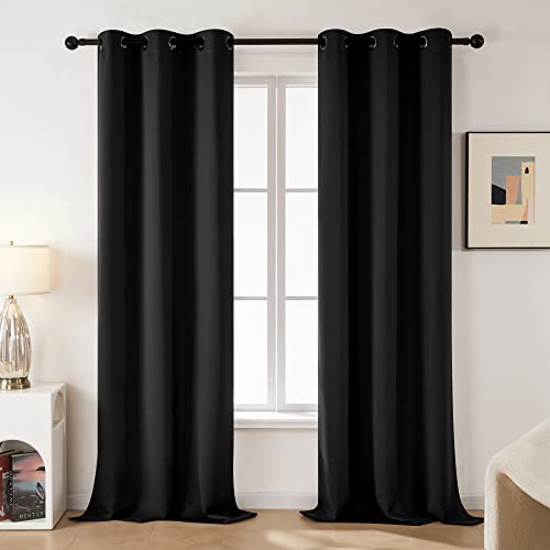 Deconovo Solid Thermal Insulated Grommet Blackout Curtains/Drapes For Bedroom And Living Room (2 Panels, 42 Inches Wide By 63 Inches Long, Black) #TOP1