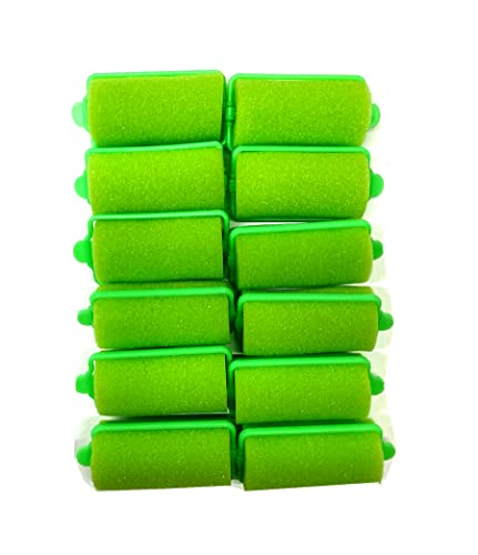 Medium Green Foam Sponge Hair Rollers 12PC