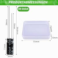 LongZYU 50 Stück Kondensator, 100µf 16V Elektrolytkondensatoren Aluminium – Ansicht 2