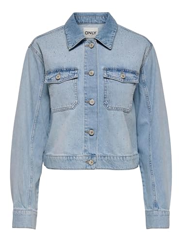 Veste femme ONLY Onllumi veste jean strass et blouson denim