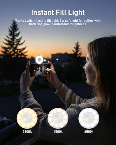 Flash Magnétique pour iPhone Ring Light MagSafe LED Vidéo Android Argent TELESIN - 6