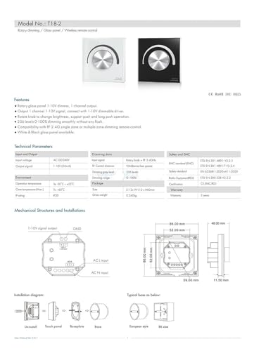 Variateur LED 1-10V T18-2 gradation luminosité télécommande 220V - 4