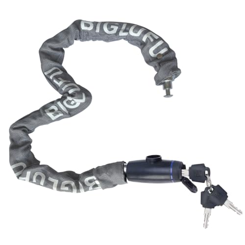 Image of BIGLUFU Bike Chain Lock, 3ft Security Chain, 9mm Thick Bike Chain Links, Anti-Theft Heavy Duty Chain Locks with Keys, for Bicycle, Motorcycle, Door, Gate, Fence, Scooter (Grey)