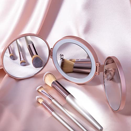 Miyadiva Magnifying Mirror With Light, Hand Mirror Travel Makeup Mirror With 3 Side 20X 5X 1X Magnification, Travel Magnifying Mirror For Pocket #TOP6