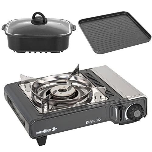 BRUNNER: Gas-Kochplatte Einflammig Outdoor Set - Mit Piezozündung 2,2 kW -...