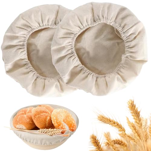 Set of 2 Round Bread Proofing Basket Liners, Natural Rattan Banneton Covers for Dough Fermentation and Shaping, Perfect for Home Bakers and Professionals