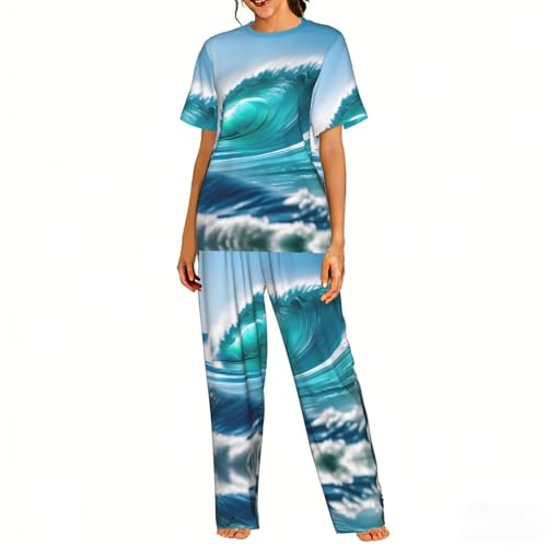 Pyjama confortable pour femme ensemble doux contre les nuits agitées imprimé ciel relaxant