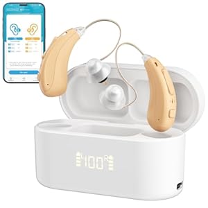 Hearing Aids Rechargeable for Seniors with Blue-tooth, Portable 4-modes Hearing Amplifiers for Adults Hearing Loss, 16-channels Digital Hearing Aid with Charging Case Outdoor-storag