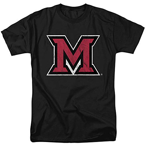 Miami University Ohio Official Primary Logo Unisex Adult T-Shirt, Black, XL