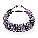 Produktbild Emibele Heilungsarmband mit 8mm Perlen, 2 Schichte Perlenarmband aus Amethyst Schwarz Obsidian Hämatit, Dreifach Schutz Handgewebt Armkette Natursteinarmband mit Glück für Männer und Frauen