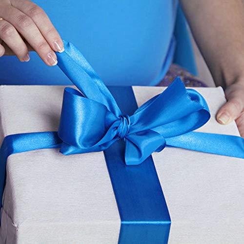 Image of Solid Color Double Faced Blue Satin Ribbon 2 inch X 25 Yards, Ribbons Perfect for Crafts, Wedding Decor, Bow Making, Sewing, Gift Package Wrapping and More