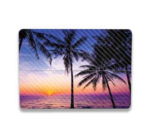 Image of MightySkins Carbon Fiber Skin Compatible With Microsoft Surface Laptop Studio 2 (2023) Full Wrap Kit - Palm Sunrise | Protective, Durable Textured Carbon Fiber Finish | Easy To Apply | Made in the USA