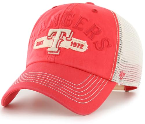 47 MLB Riverbank Mesh Clean Up Adjustable Hat, Adult One Size Fits All (US, Alpha, One Size, Texas Rangers)
