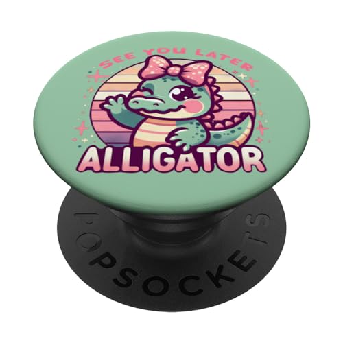 See You Later Cocodrilo Pastel Lindo Kawaii Reptil Cocodrilo PopSockets PopGrip Intercambiable