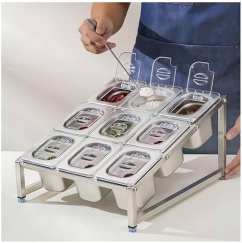 Commercial Spice Rack Set - Condiment Organizer & Dispenser for Sauces, Seasonings, Jams & Fruits - Perfect Topping Station (56x27x11 cm) for Kitchen & Dining
