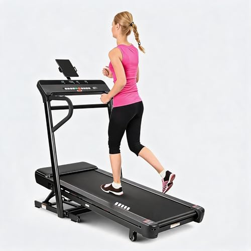 Image of 3.5HP Foldable Treadmill with Incline, Compact Home Running Machine with -3 to +15 Slope, 1-20km /H APP Control Quiet Walking Treadmill with Transport Wheels & Self-Lubrication System