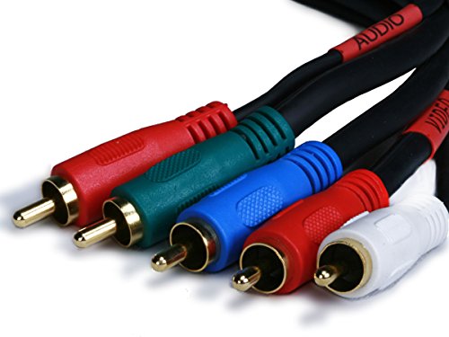 Monoprice 1.5Ft 22Awg 5-Rca Component Video/Audio Coaxial Cable (Rg-59/U) - Black #TOP1