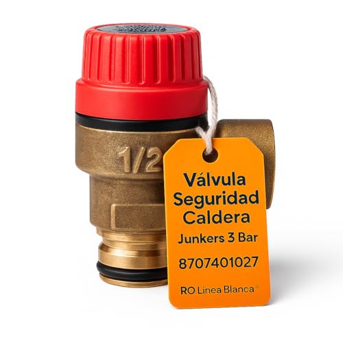 RO Linea Blanca ® Valvula Seguridad Caldera 3 Bar 1 2 Compatible Con Junkers Euroline ZWE23 1AE 8707401027 Baxi Roca Bosch Laton Rosca Hembra Descarga 90 Grados Proteccion Sistema Calefaccion Pro