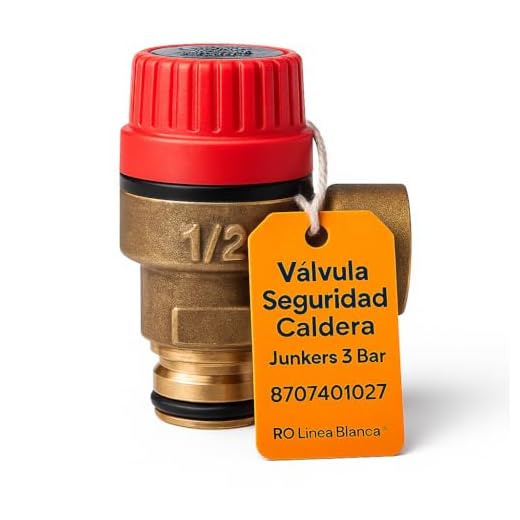 RO Linea Blanca ® Valvula Seguridad Caldera 3 Bar 1 2 Compatible Con Junkers Euroline ZWE23 1AE 8707401027 Baxi Roca Bosch Laton Rosca Hembra Descarga 90 Grados Proteccion Sistema Calefaccion Pro