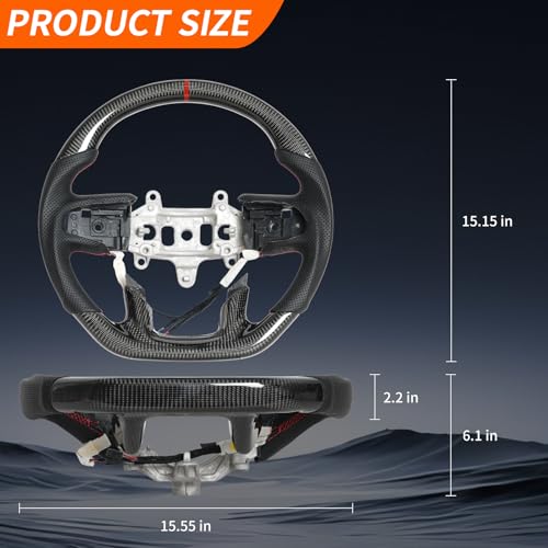 JIANGGAI Real Carbon Fiber Steering Wheel, D-shaped Perfoated Leather Grip Steering Wheel with Heated Fit For Dodge Ram 1500 2019-2024(No Paddle Version) by JIANGGAI - Used condition - Image 2