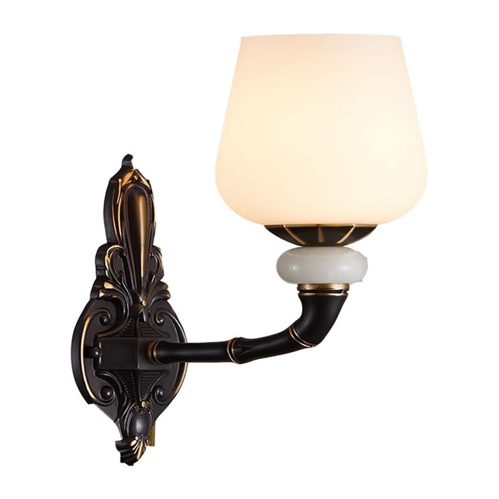 JKJZSALJ Indoor Wall Lights Fixtures Brass Glass Wall Lamps For Living Room Vintage Rustic Wall Sconces With Glass Shade For Bedroom Hallway Kitchen Island Fireplace/1Light,2Light,1light