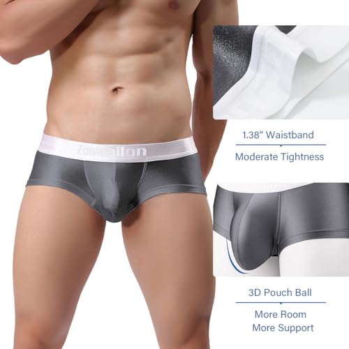 YINYOUYU Mens Bulge Enhancing Pouch Underwear Silk Seamless Short Leg Boxer Briefs2