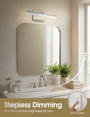 Image of VOLISUN Modern Bathroom Vanity Light 15.7 inch, Rotatable, 20W Dimmable 5CCT Led Bathroom Light Fixture Over Mirror, Brushed Nickel Bar Vanity Light for Bathrooms Mirror Restroom-ETL Certificated