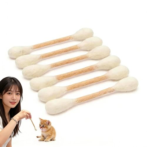 clould fitness Cotton Swabs Cat Toys with Catnip 6 Pk Soft Interactive Giant Q Tip Cat Toy Durable for Chew Organic Catnip for Anxiety & as Digestive Aid The Ideal Gift for cat Lovers(Beige 6-Pack)