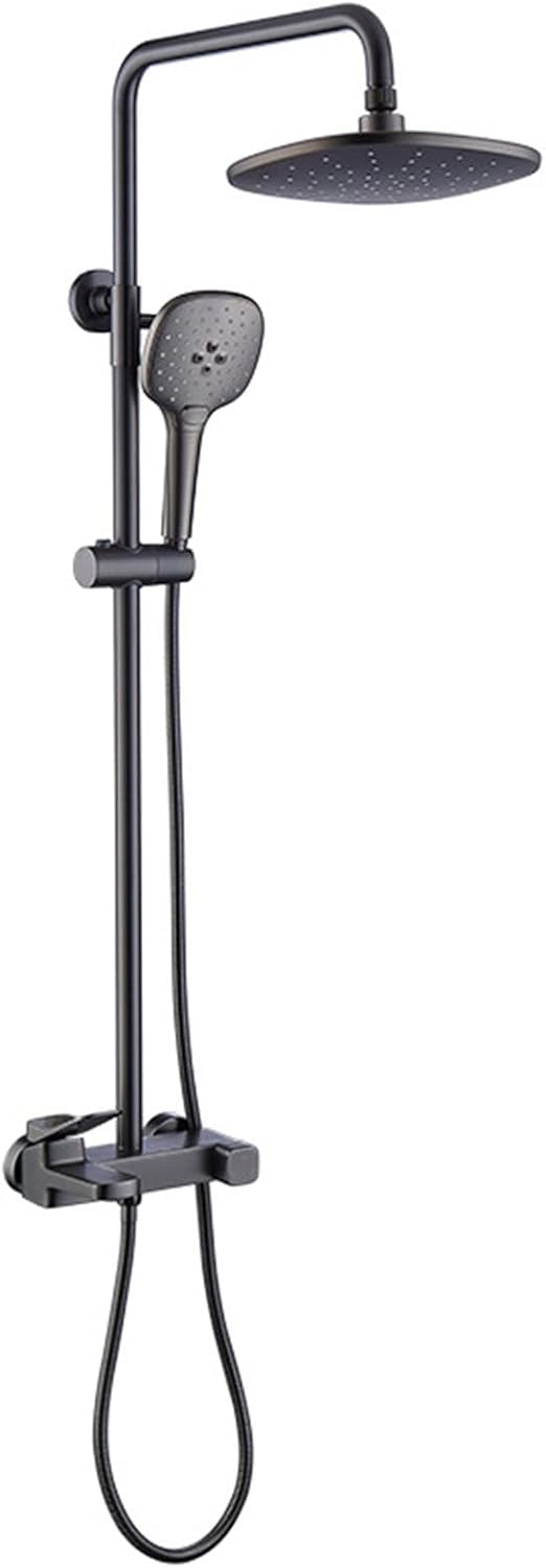 Exposed Shower System Grey Shower Faucet Set Brass Rainfall Shower Fixture with Tub Spout and 3 Functions Hand Shower, Wall Mounted Bathroom Shower Mixer Set