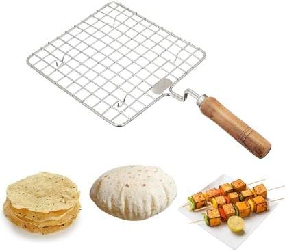 Roaster Grill Chapati/Papad Jali Tandoor, Paneer/SOYA Tandoor Roaster with Handle for Roti Chapati Grill Square 1 pc Stainless Steel
