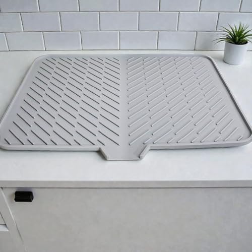 Image of Arto Heat Resistant Silicone Dish Drying Mat - Thick Non-Slip Kitchen Sink Drain Pad, Easy Clean Counter Protector, Waterproof & Durable Drying Tray. (40X30 CM,Medium,POF-1)
